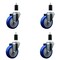 Service Caster 4'' SS Blue Poly Wheel Swivel 1-3/8'' Expanding Stem Caster Set, 4PK SCC-SSEX20S414-PPUB-BLUE-138-4 - alternate 1